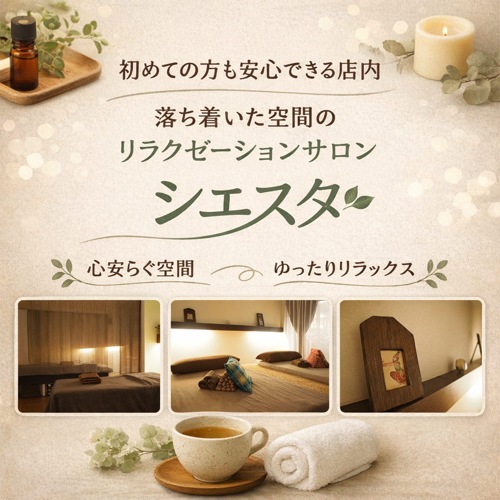 初めての方も安心できる店内｜落ち着いた空間のリラクゼーションサロン