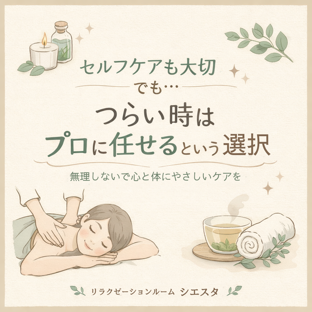 瀬戸市のリラクゼーションルーム シエスタ｜肩こり・腰痛・疲労回復にプロのケアを提案するマッサージイメージ画像