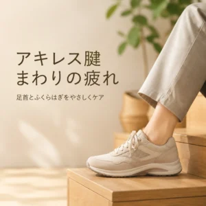 アキレス腱まわりとふくらはぎの疲れをやさしくケアするイメージ