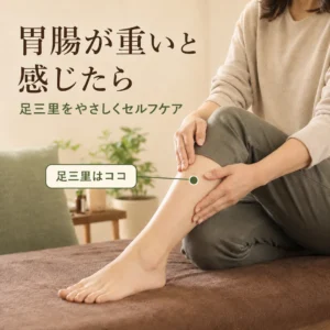 胃腸が重いと感じるときの足三里の位置とセルフケアを紹介するリラクゼーションルーム シエスタ瀬戸西店の画像