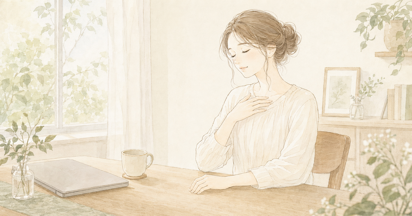 疲れや身体の重さを感じて自宅でひと息つく女性のイメージ