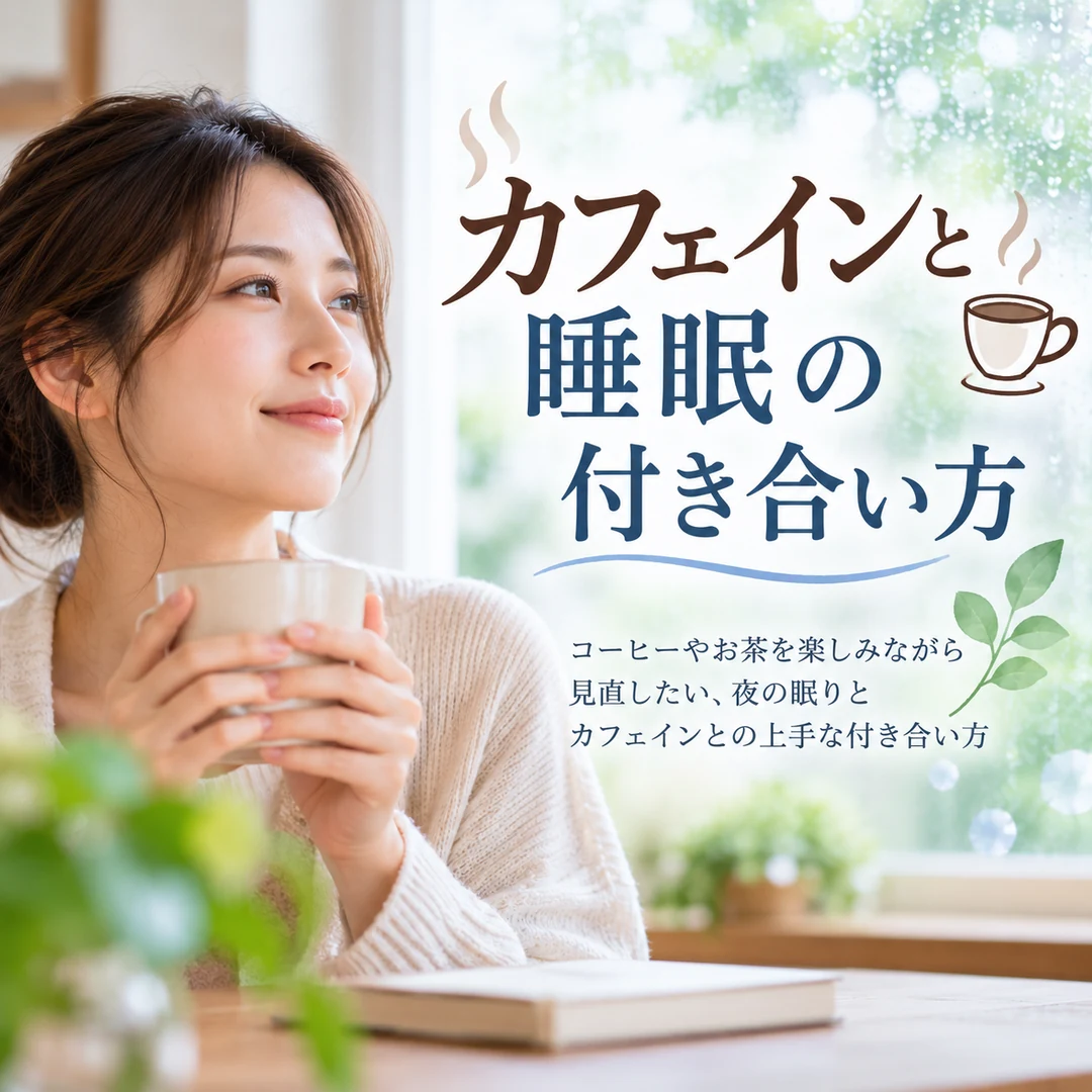 コーヒーを楽しみながらカフェインと睡眠の付き合い方を考える女性のイメージ