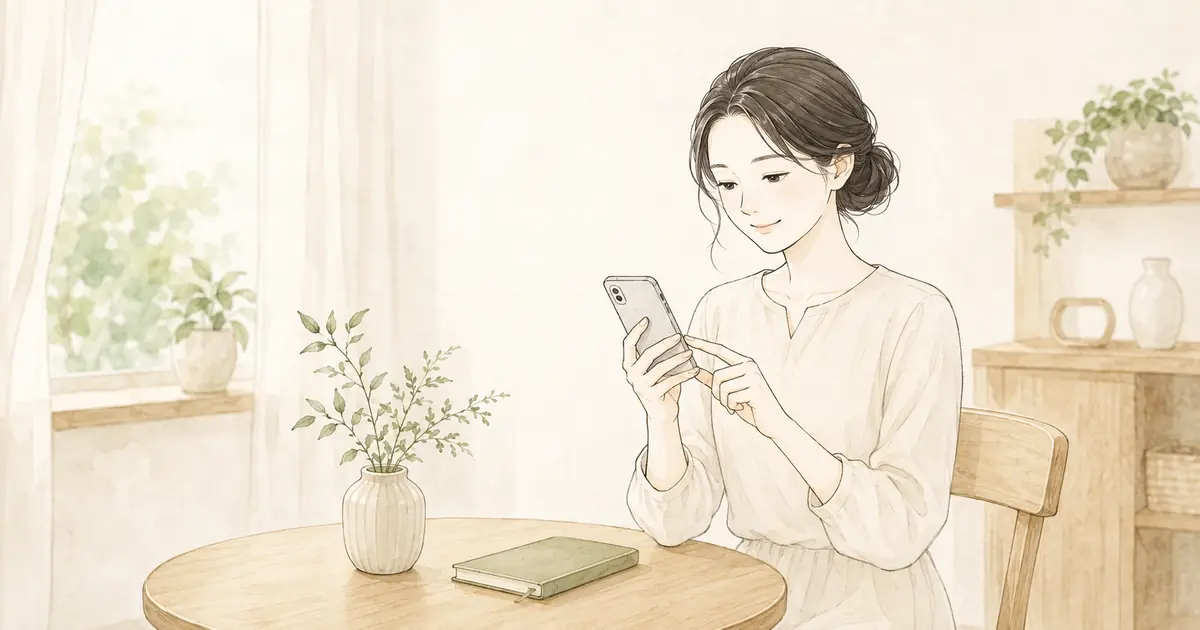 スマートフォンからシエスタ瀬戸西店へ問い合わせる女性