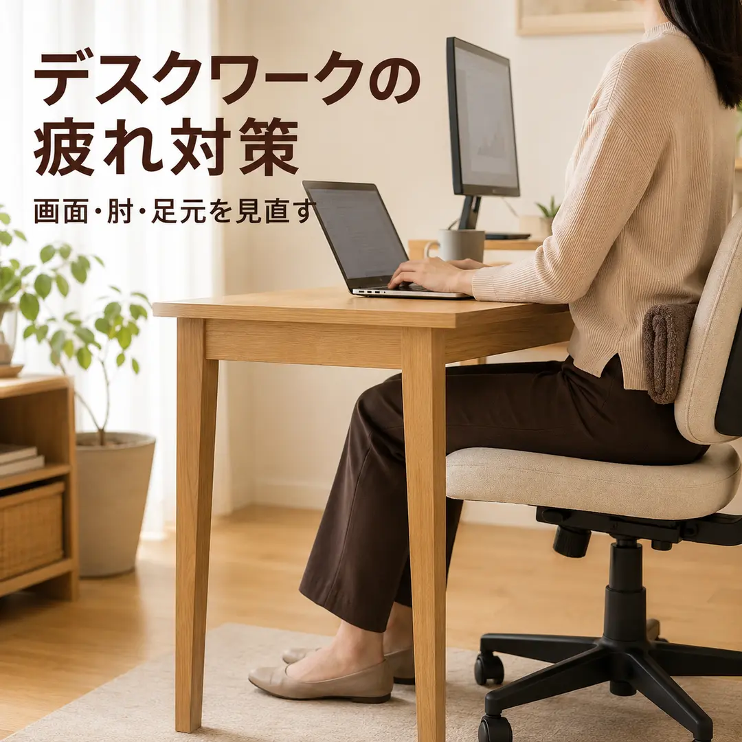 デスクワークによる肩や腰、目の疲れをため込まない座り方を紹介するリラクゼーションルーム シエスタ瀬戸西店のイメージ