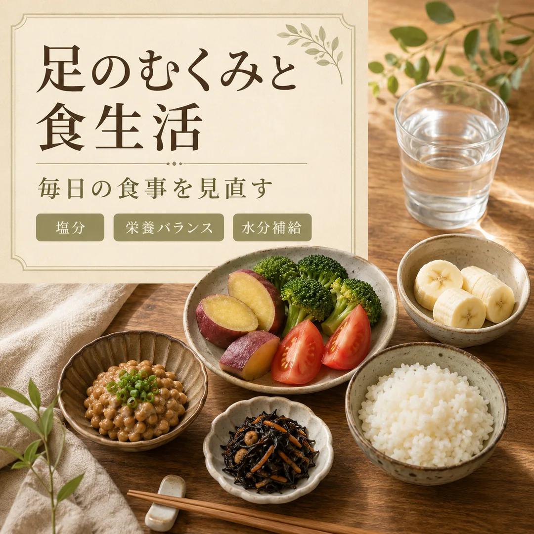 瀬戸市のリラクゼーションルーム シエスタ瀬戸西店｜足のむくみが気になるときの食生活と身近な食材