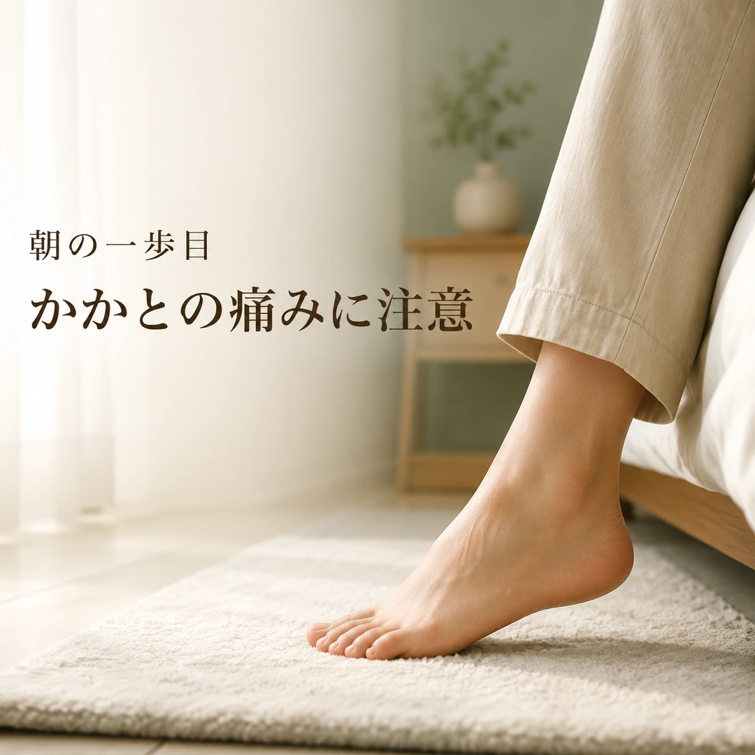 朝ベッドから立ち上がるときのかかとの痛みをイメージした足元|瀬戸市のリラクゼーションルーム シエスタ瀬戸西店