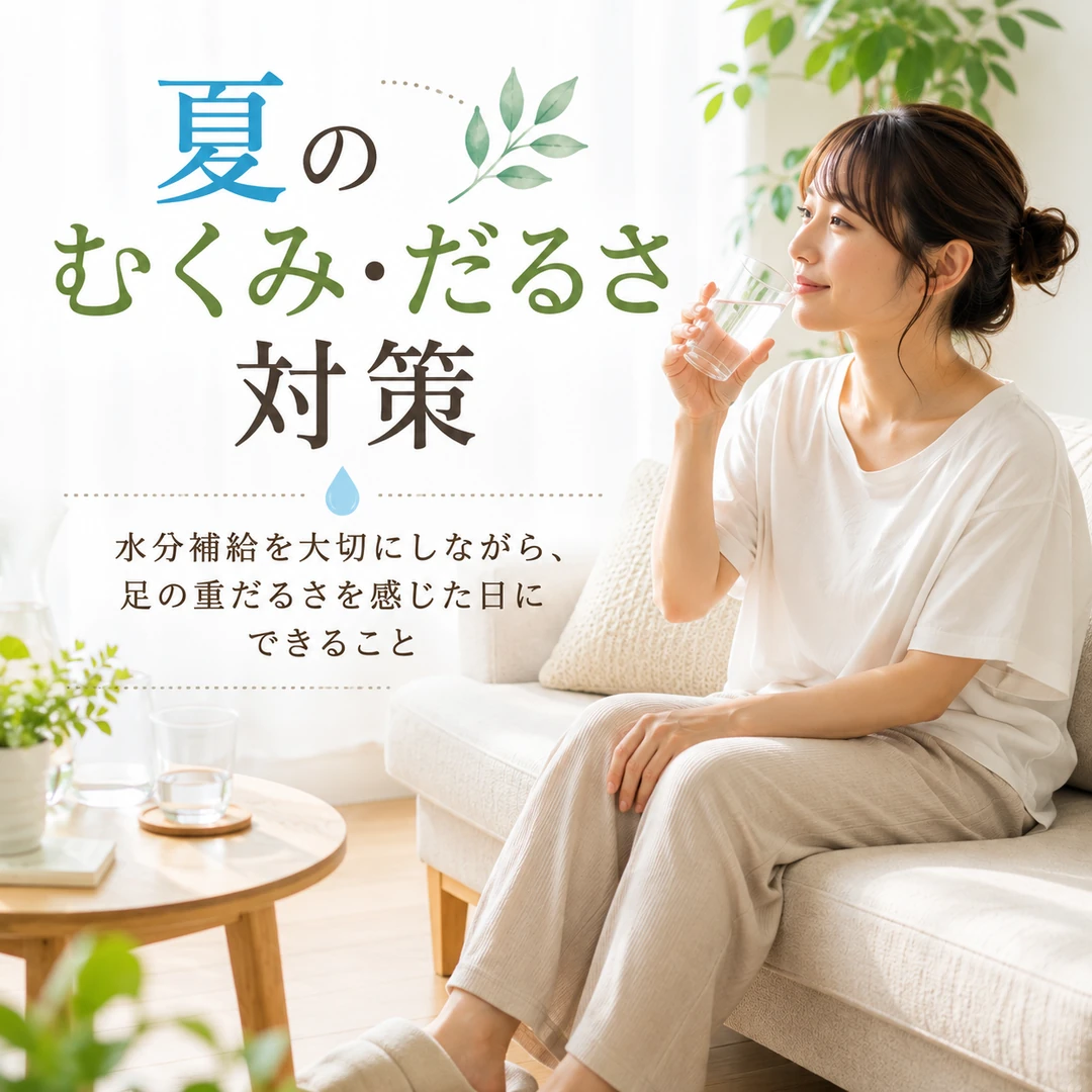 夏の水分補給と足の重だるさ対策を紹介するリラクゼーションルーム シエスタ瀬戸西店のイメージ画像